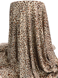 Banana Cream/Burnt Sienna/Charcoal Polyester/Lycra Animal Print Velour Knit - NY Designer - 72W