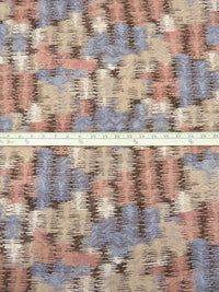Mauve Pink/Mud Brown/Pale Lavender 100% Rayon Abstract Print Crinkle Challis - Robert Kaufman - 52W