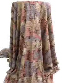 Mauve Pink/Mud Brown/Pale Lavender 100% Rayon Abstract Print Crinkle Challis - Robert Kaufman - 52W