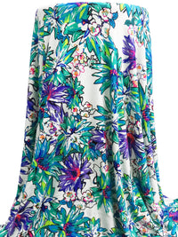 Aqua/Bright Fuchsia/Blue Iris/Multi Rayon/Lycra Tropical Pulse Print Jersey Knit 60W