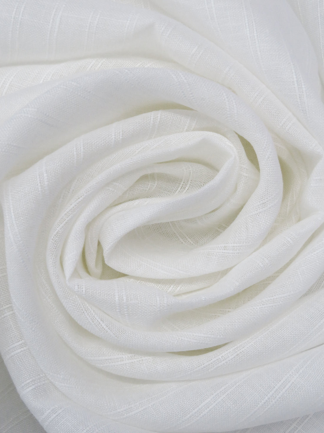 Powder White 100% Linen Vertical Stripe Weave Light-Weight Linen - European Mill - 58W