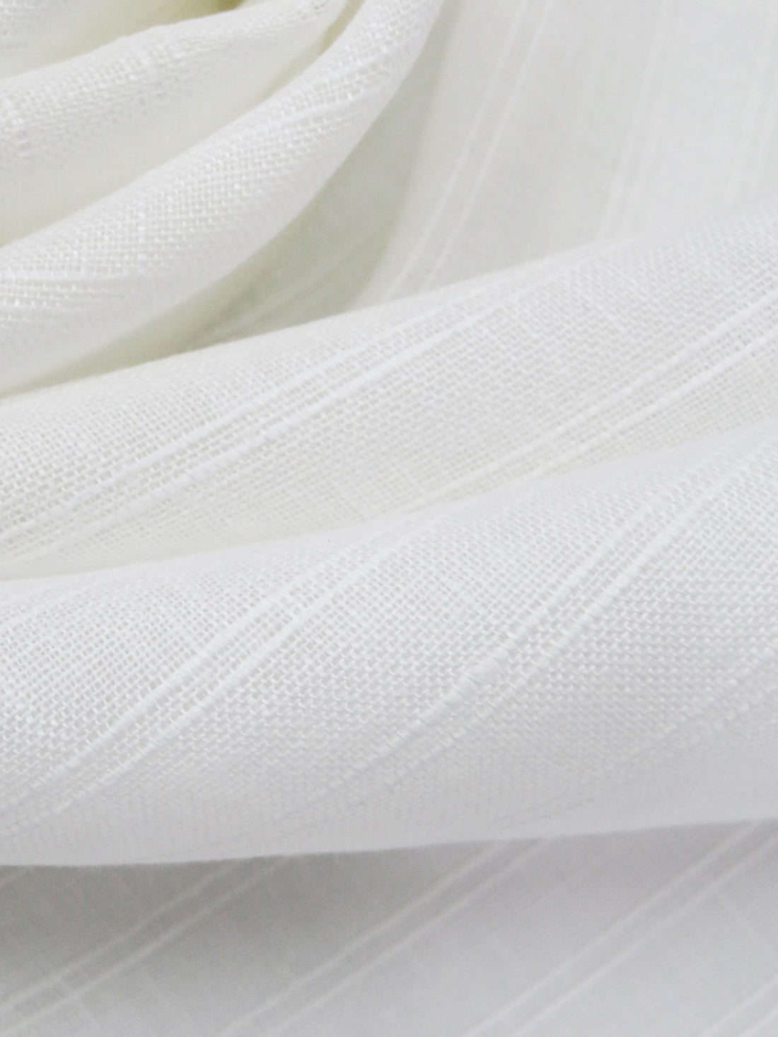Powder White 100% Linen Vertical Stripe Weave Light-Weight Linen - European Mill - 58W