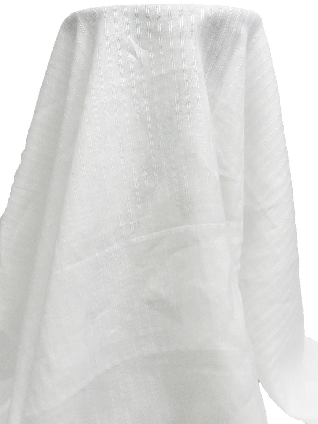 Powder White 100% Linen Vertical Stripe Weave Light-Weight Linen - European Mill - 58W