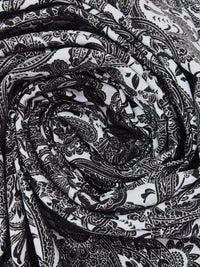 Cool Gray/Black Rayon/Nylon/Lycra Paisley Print Stretch Bengaline Suiting - NY Designer - 56W