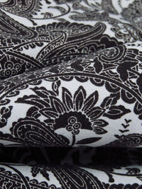 Cool Gray/Black Rayon/Nylon/Lycra Paisley Print Stretch Bengaline Suiting - NY Designer - 56W