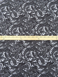 Cool Gray/Black Rayon/Nylon/Lycra Paisley Print Stretch Bengaline Suiting - NY Designer - 56W