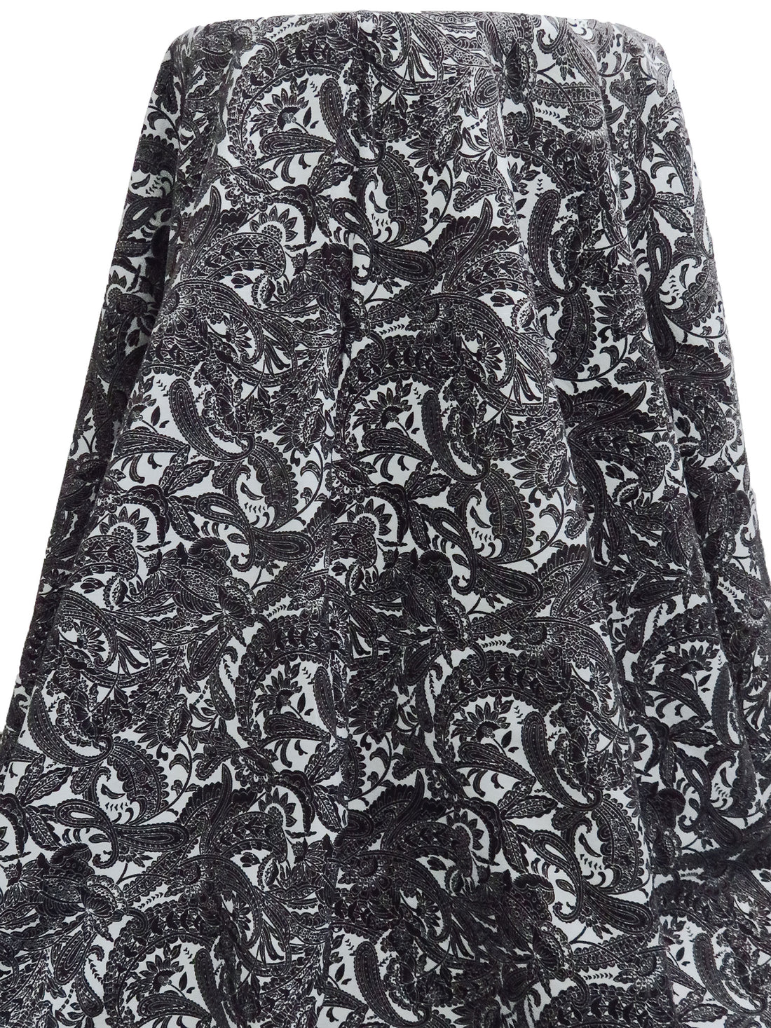 Cool Gray/Black Rayon/Nylon/Lycra Paisley Print Stretch Bengaline Suiting - NY Designer - 56W