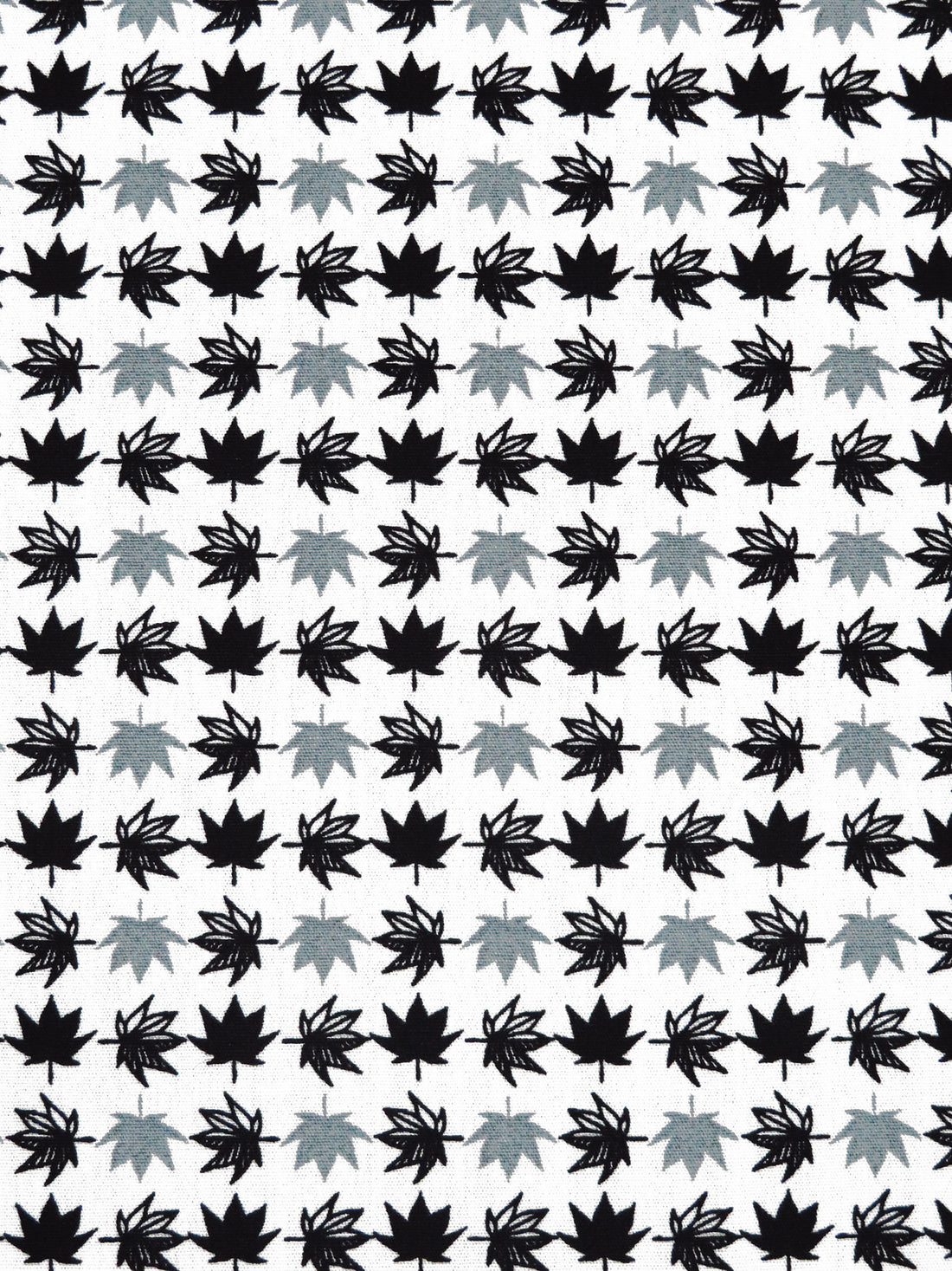 White/Black/Cadet Gray 100% Cotton Maple Leaf Print Poplin Shirting - Robert Kaufman - 58W