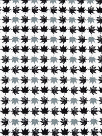 White/Black/Cadet Gray 100% Cotton Maple Leaf Print Poplin Shirting - Robert Kaufman - 58W