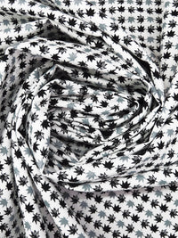 White/Black/Cadet Gray 100% Cotton Maple Leaf Print Poplin Shirting - Robert Kaufman - 58W