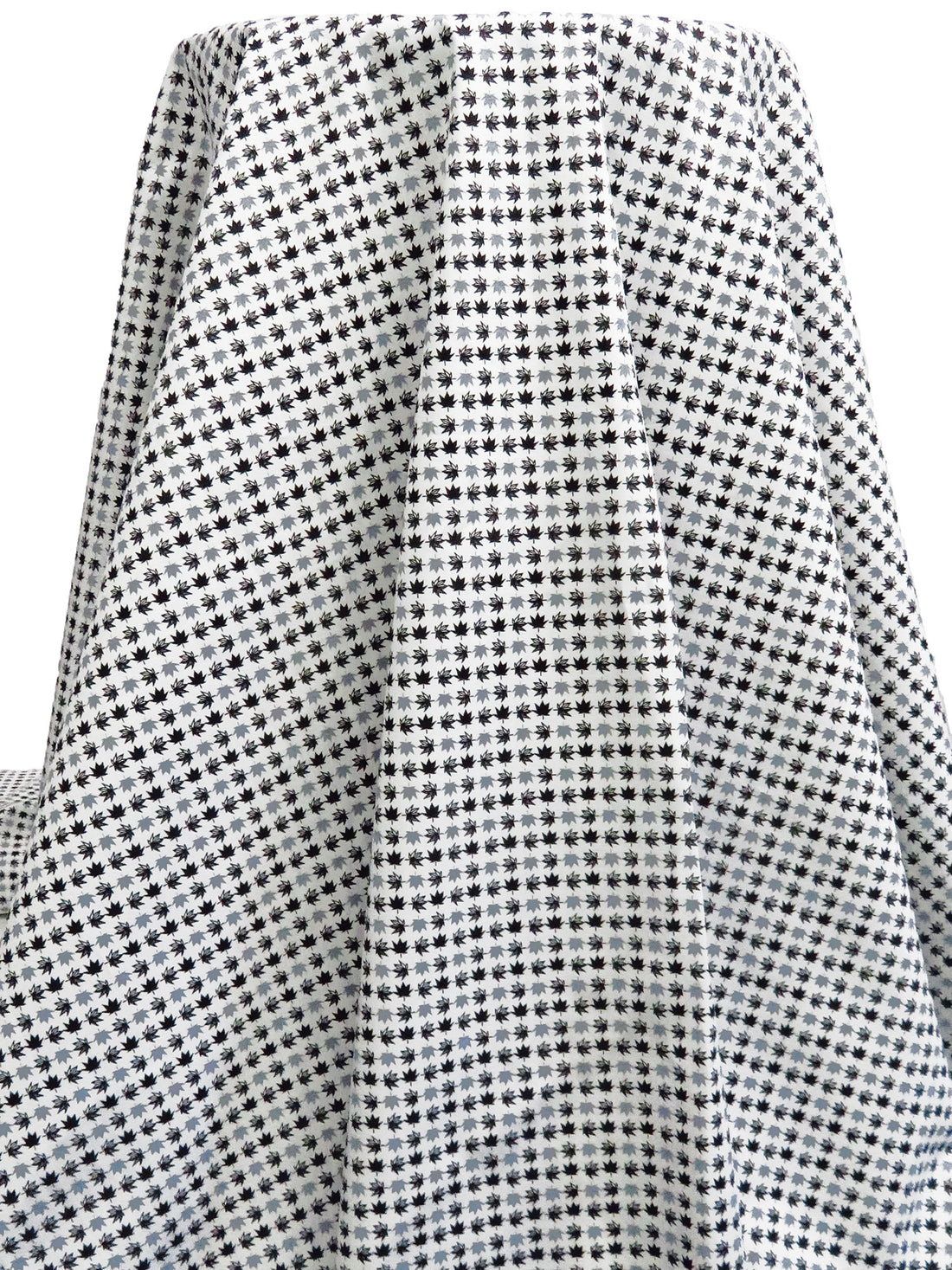 White/Black/Cadet Gray 100% Cotton Maple Leaf Print Poplin Shirting - Robert Kaufman - 58W