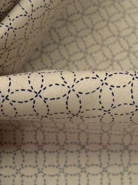 Tan/Midnight Navy 100% Cotton Interlocking Circles Print Quilt Weight Woven - Sevenberry By Robert Kaufman - 42W