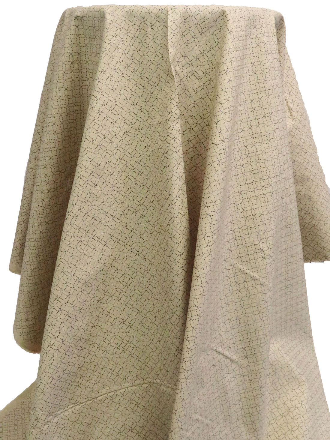 Tan/Midnight Navy 100% Cotton Interlocking Circles Print Quilt Weight Woven - Sevenberry By Robert Kaufman - 42W