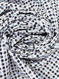Light Blue/White/Black/Dark Navy 100% Cotton Maple Leaf Print Poplin Shirting - Robert Kaufman - 58W