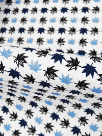 Light Blue/White/Black/Dark Navy 100% Cotton Maple Leaf Print Poplin Shirting - Robert Kaufman - 58W