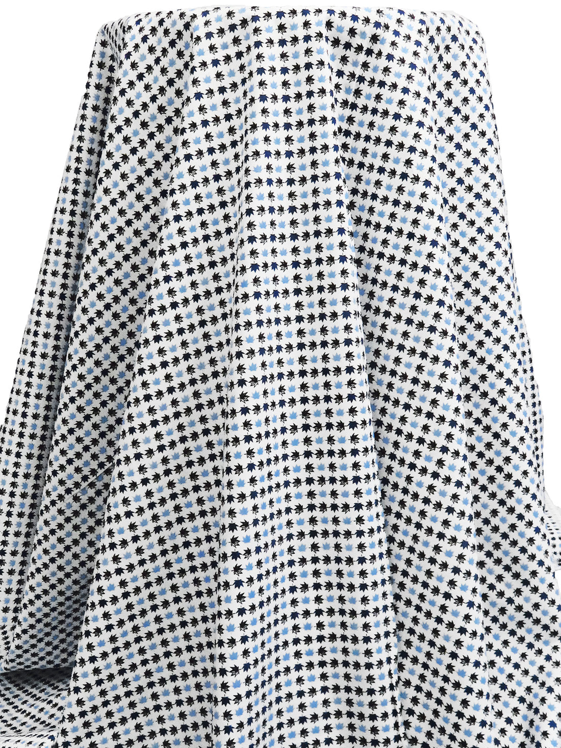 Light Blue/White/Black/Dark Navy 100% Cotton Maple Leaf Print Poplin Shirting - Robert Kaufman - 58W