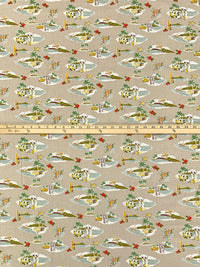 Dusty Tan/Mustard Green/Vermilion/Multi 100% Cotton Tropical Island Print Seersucker Plisse Shirt Weight Woven - Robert Kaufman - 42W