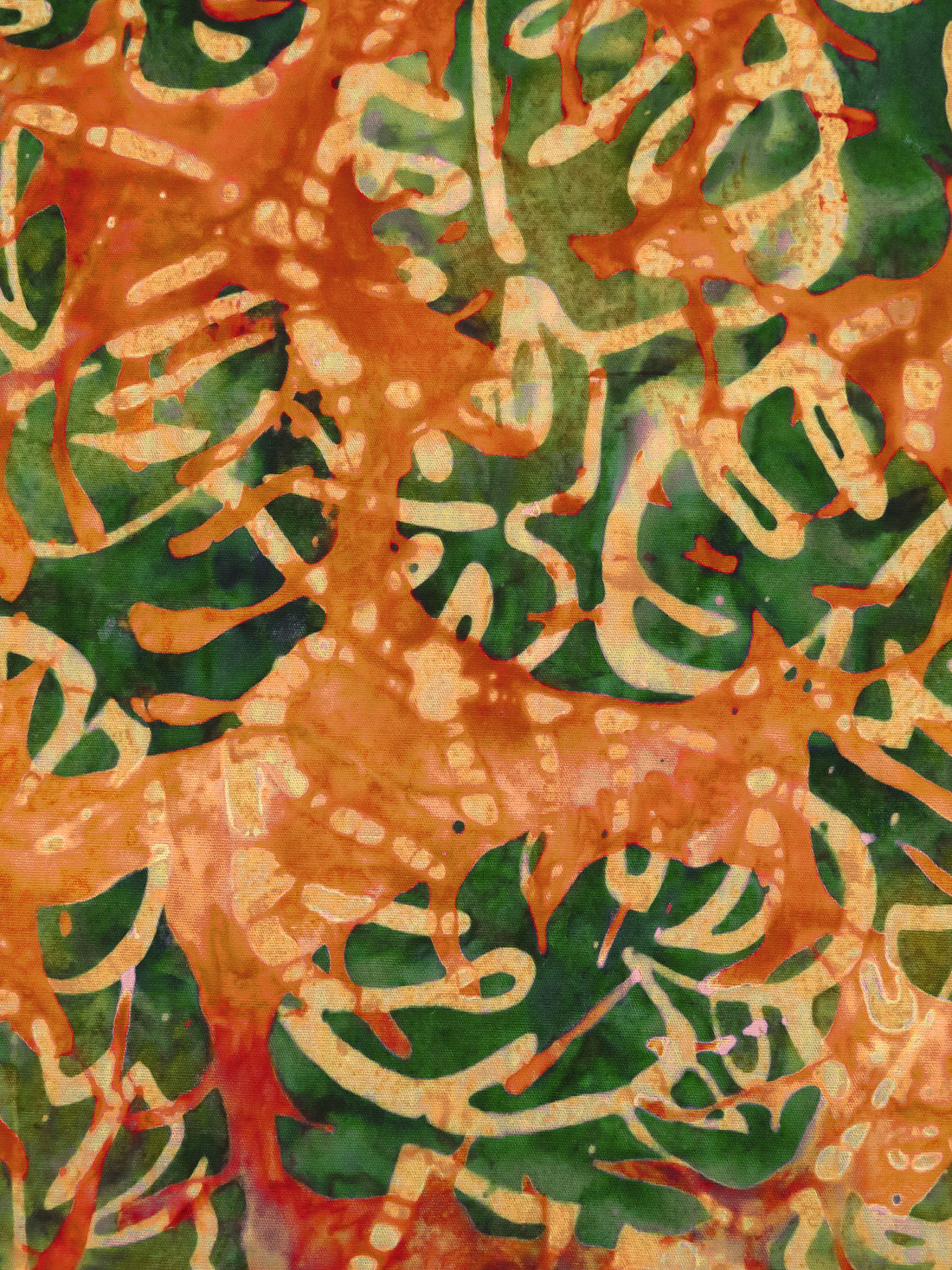 Auburn/Rust/Dark Fern Green/Multi 100% Cotton Tropical Leaf Artisan Batiks Jungle Dreams - Robert Kaufman - 44W