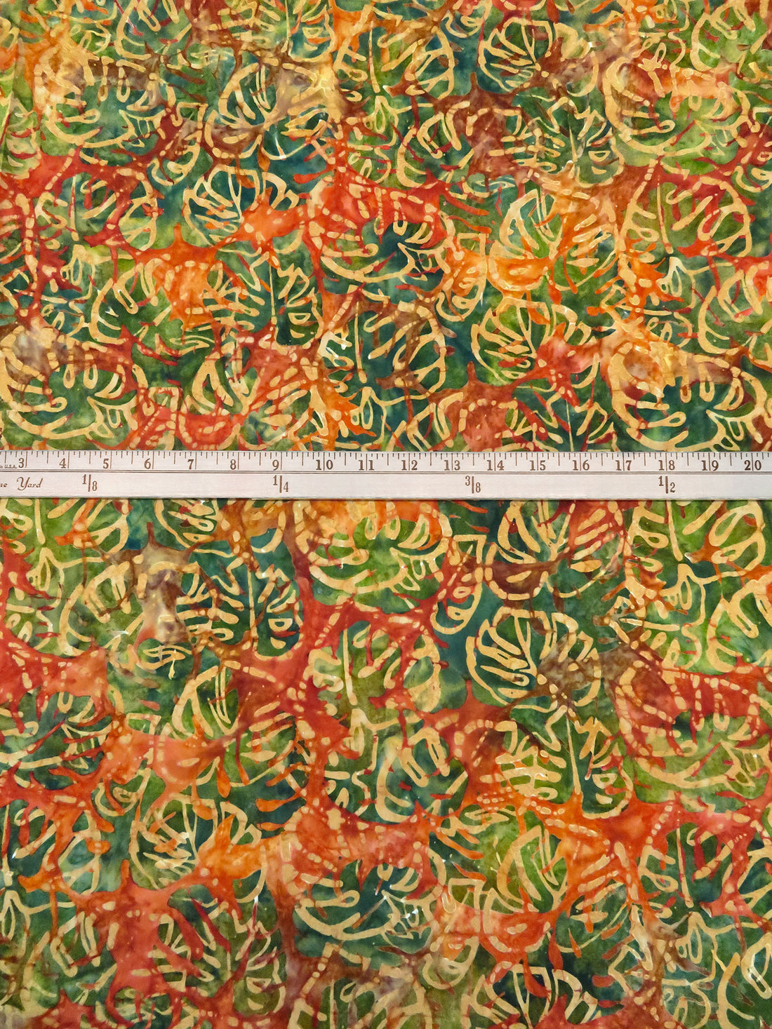 Auburn/Rust/Dark Fern Green/Multi 100% Cotton Tropical Leaf Artisan Batiks Jungle Dreams - Robert Kaufman - 44W