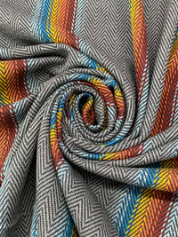 Redwood/Lemon Twist/Pale Persimmon/Multi 100% Cotton Baja Blanket Vertical Stripe Weave Woven - Robert Kaufman - 44W