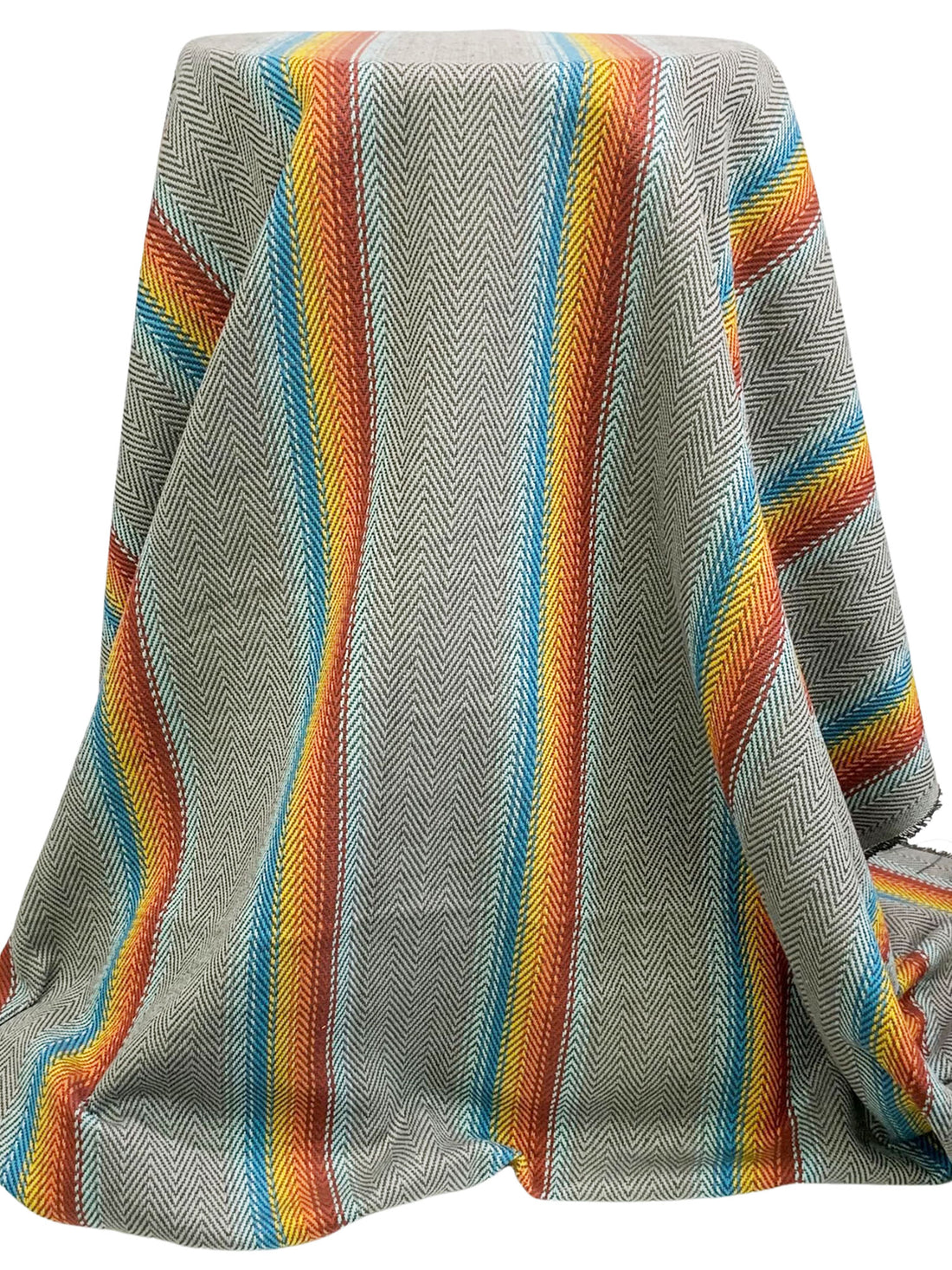 Redwood/Lemon Twist/Pale Persimmon/Multi 100% Cotton Baja Blanket Vertical Stripe Weave Woven - Robert Kaufman - 44W