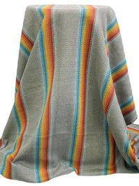 Redwood/Lemon Twist/Pale Persimmon/Multi 100% Cotton Baja Blanket Vertical Stripe Weave Woven - Robert Kaufman - 44W