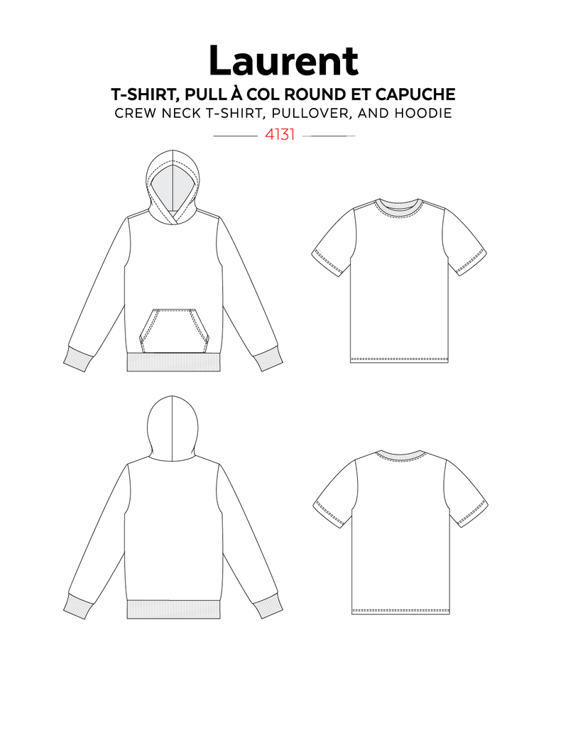 Jalie Patterns - Laurent T-Shirt, Pullover, & Hoodie #4131 - Adult/Children Sizes