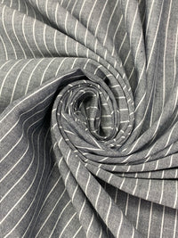 White/Indigo 100% Cotton Vertical Milano Stripe Chambray Shirting - Robert Kaufman - 58W