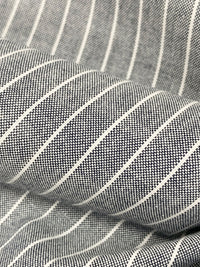 White/Indigo 100% Cotton Vertical Milano Stripe Chambray Shirting - Robert Kaufman - 58W