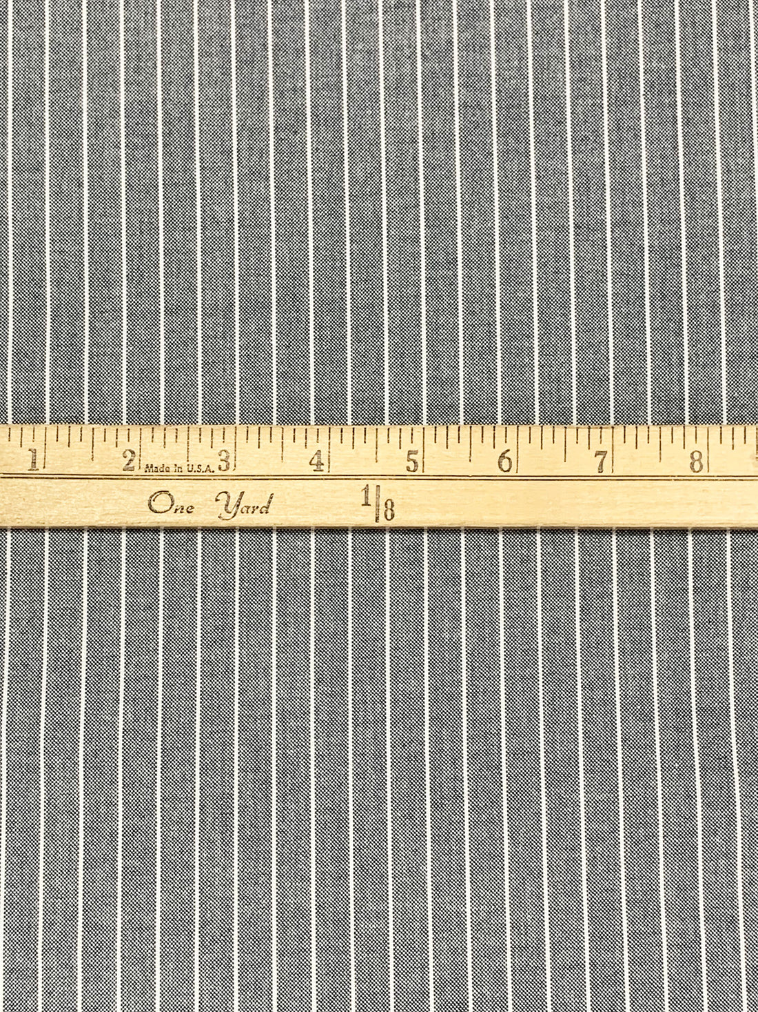 White/Indigo 100% Cotton Vertical Milano Stripe Chambray Shirting - Robert Kaufman - 58W