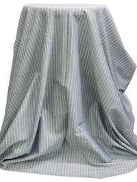 White/Indigo 100% Cotton Vertical Milano Stripe Chambray Shirting - Robert Kaufman - 58W