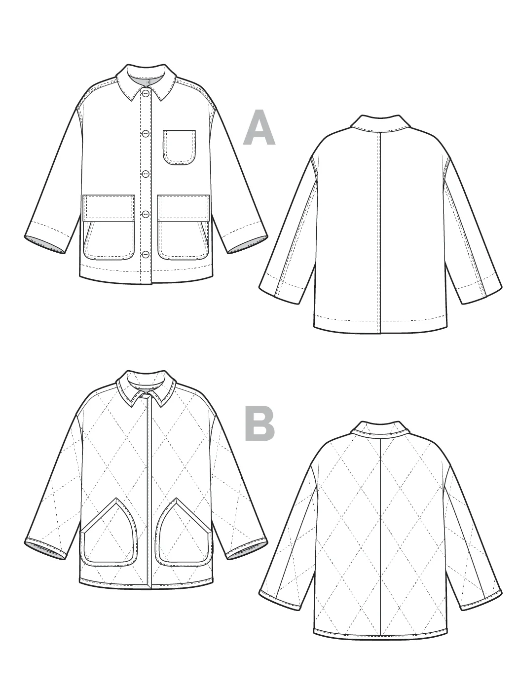 Closet Core Patterns - Fowler Barn Coat + Quilted Jacket - Sizes XXS-6X