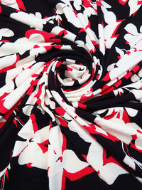 Black/White/Red Polyester/Lycra Shadow Floral ITY Knit - Famous Dress Designer - 58W