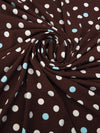 Chocolate/Soft Aqua/White Polyester/Lycra Polka Dot Print ITY Knit - Famous Dress Designer - 59W