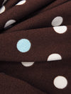 Chocolate/Soft Aqua/White Polyester/Lycra Polka Dot Print ITY Knit - Famous Dress Designer - 59W