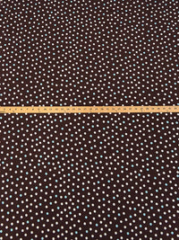 Chocolate/Soft Aqua/White Polyester/Lycra Polka Dot Print ITY Knit - Famous Dress Designer - 59W