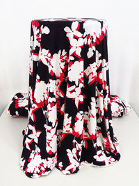 Black/White/Red Polyester/Lycra Shadow Floral ITY Knit - Famous Dress Designer - 58W