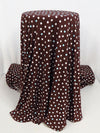 Chocolate/Soft Aqua/White Polyester/Lycra Polka Dot Print ITY Knit - Famous Dress Designer - 59W