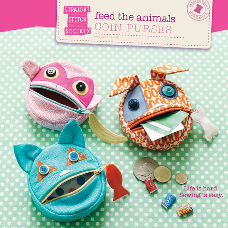 Straight Stitch Society - Feed The Animals Coin Purses