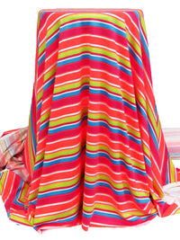 Neon Pink/White/Sky Blue/Multi Polyester/Lycra Horizontal Stripe Jersey Knit 63W