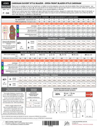 Jalie Patterns - Pauline Open-Front Blazer-Style Cardigan #4565 - Children/Adult 28 Sizes