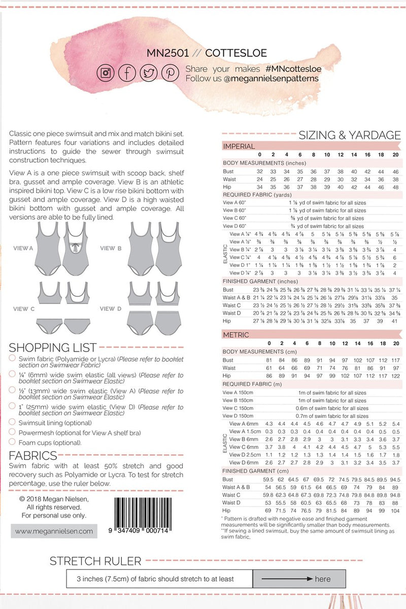 Megan Nielsen Patterns - Cottesloe Swimsuit & Bikini Set - Size 0-20