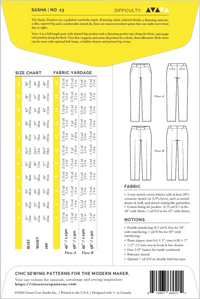 Closet Core Patterns - Sasha Trousers #13 - Sizes 0-20