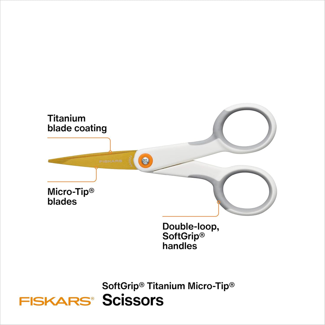 Fiskars 5" SoftGrip Titanium Micro-Tip Scissors