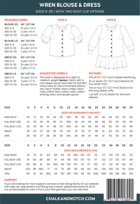 Chalk and Notch Patterns - Wren Blouse & Dress - Sizes 0-30