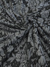 Black/Gray Polyester/Lycra Floral Damask Jacquard Double Knit - Famous Dress Designer - 56W