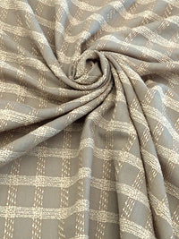 Hazelwood/Cream Wool/Nylon/Polyester Boucle Plaid on Gauze Suiting - Imported From Italy - 61W