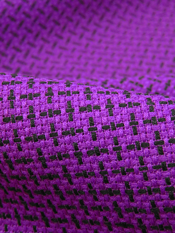 Vibrant Grape/Black Polyester/Wool Blend Novelty Weave Suiting 59W