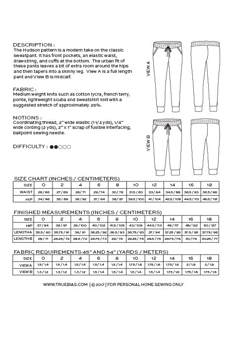 True/Bias - Hudson Pant - Sizes 0-18