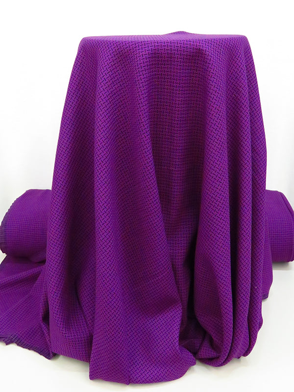 Vibrant Grape/Black Polyester/Wool Blend Novelty Weave Suiting 59W